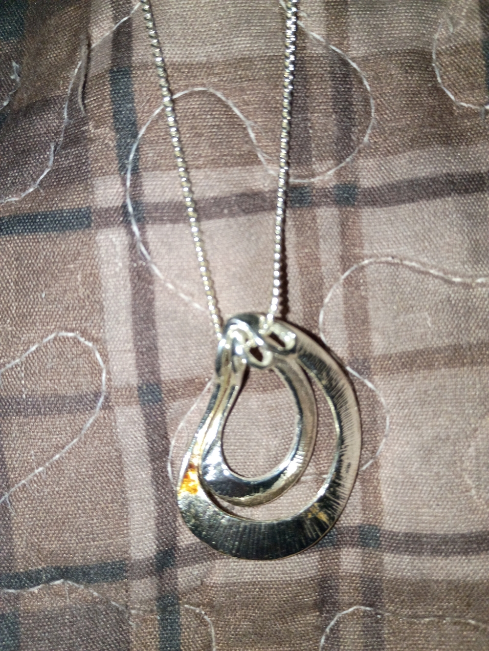 Silver-Tone Double Teardrop Pendant Necklace - Picture 2 of 4